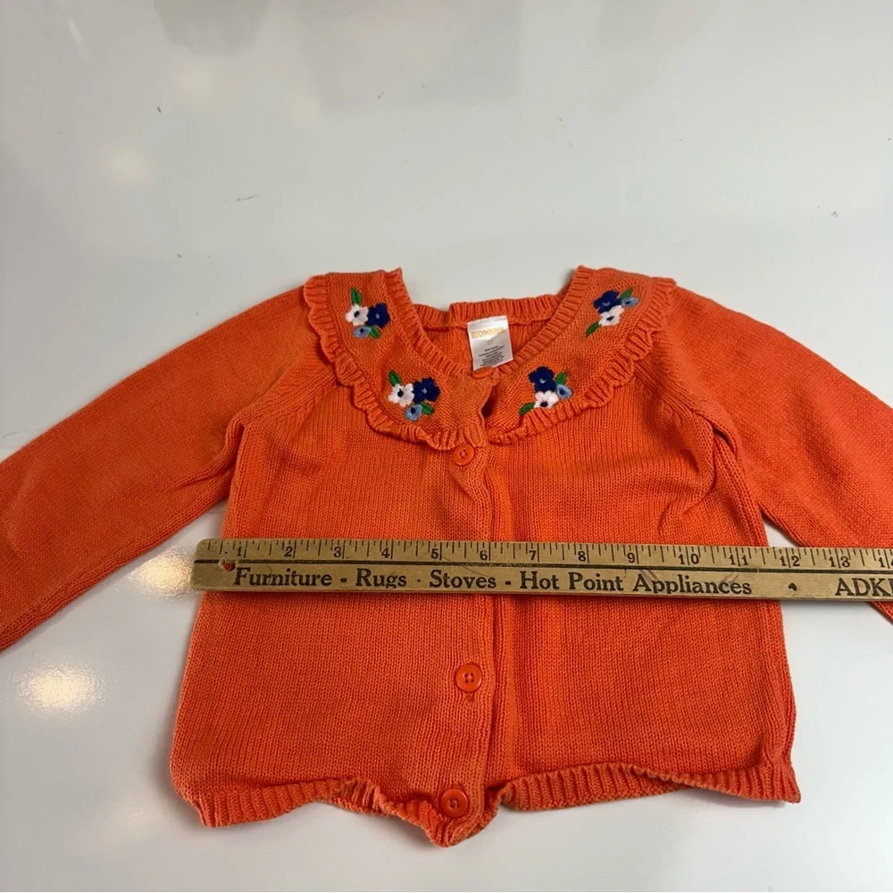 Gymboree Orange Knit Cardigan | Blue Floral · Fall Cottagecore Toddler Sweater